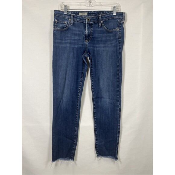 AG Adriano Goldschmied Jeans The Stilt Raw Hem Cigarette Leg Frayed Ankle Blue - Picture 1 of 8